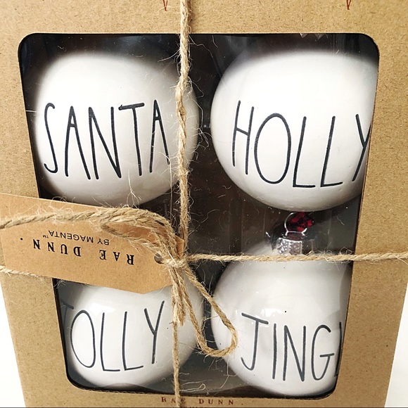 Rae Dunn 2019 Christmas ornaments set of four - Picture 2 of 3
